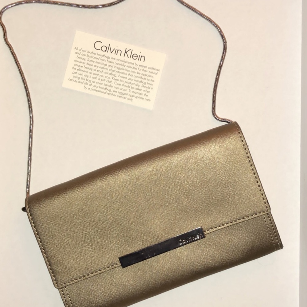 Calvin Klein Clutch metallic gold leather